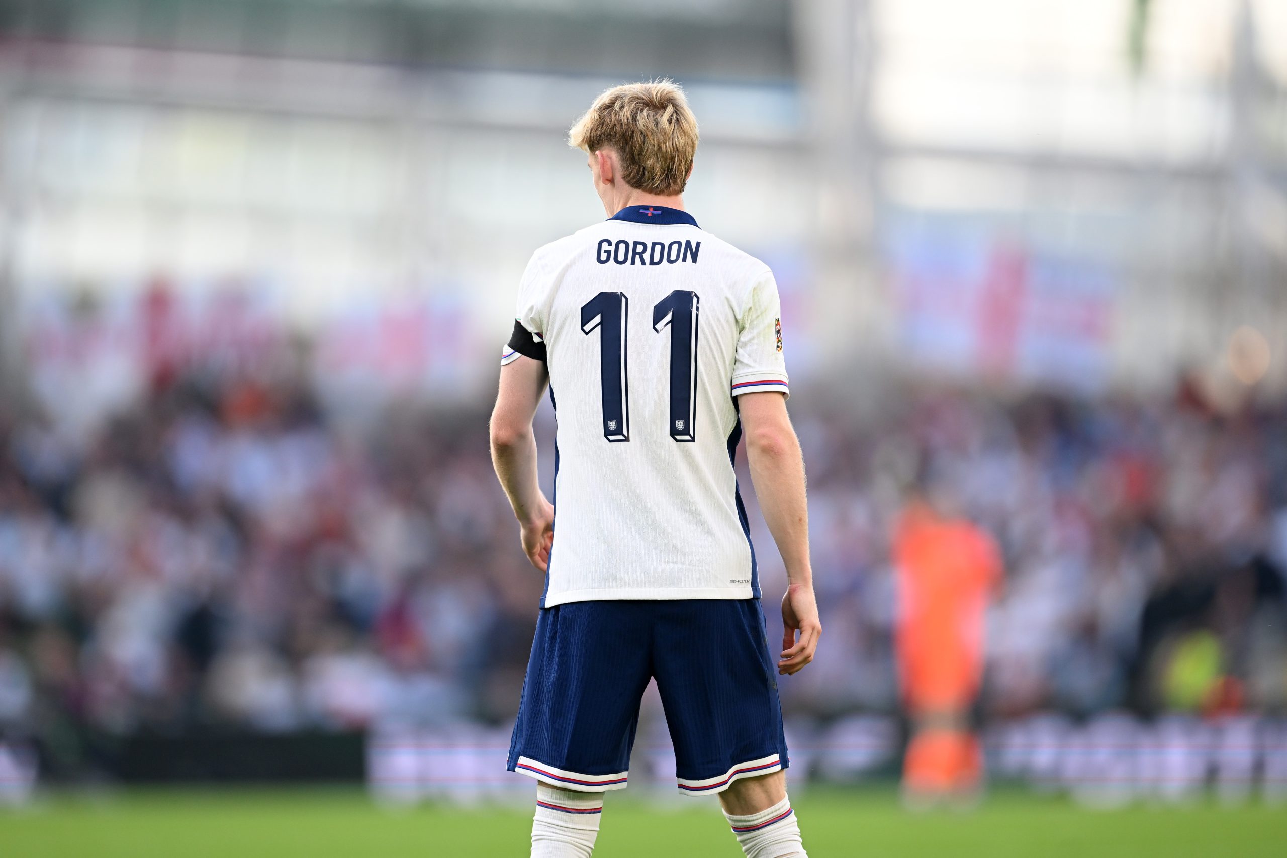 Anthony Gordon of England looks on during the UEFA Nations League 2024/25 League B Group B2 match between Republic of Ireland and England at Aviva Stadium