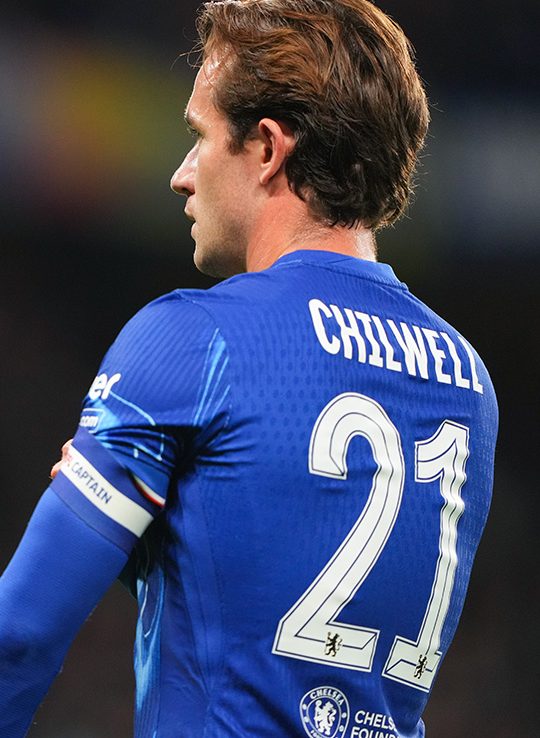 Image showing Ben Chilwell wearing the official Chelsea font